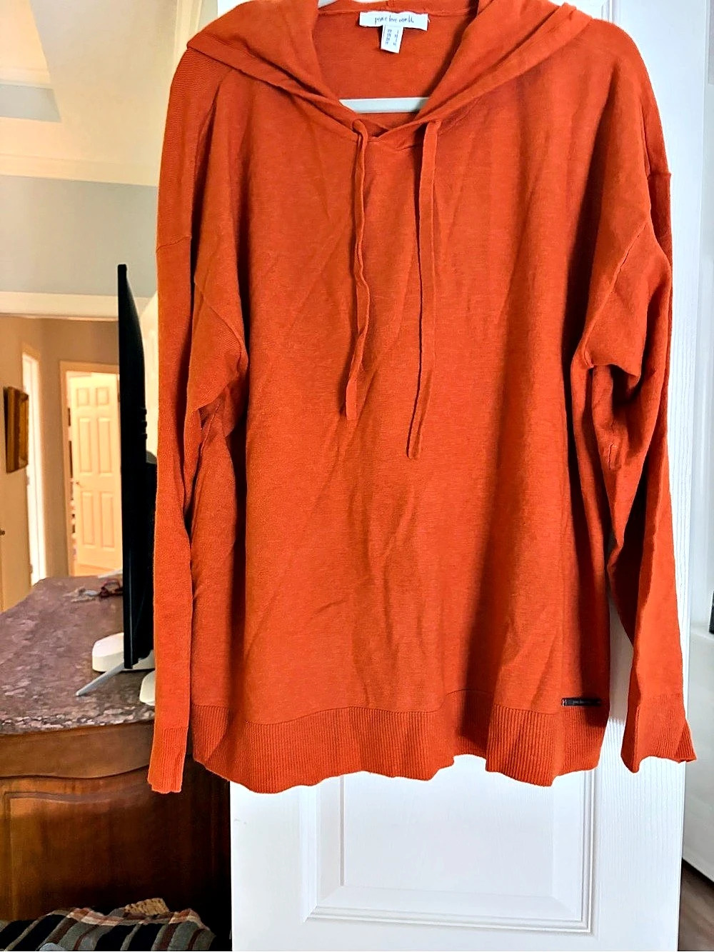 peace love world Orange Hooded Sweater Large